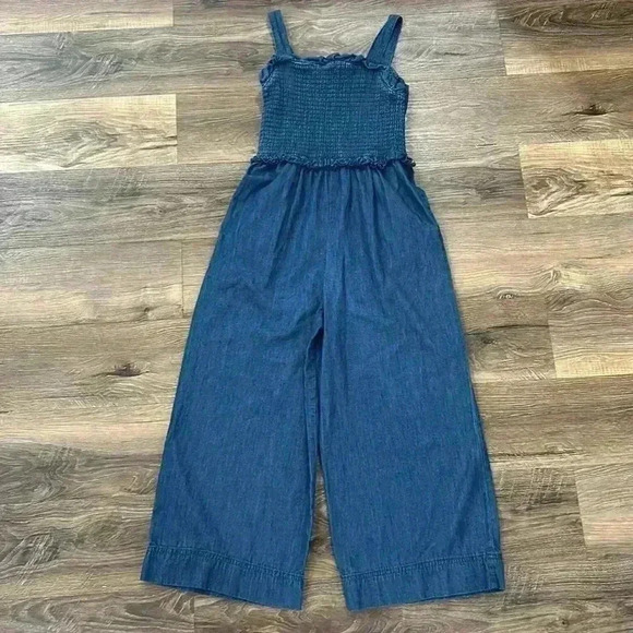 Bebe Girls wide leg jean style 100% cotton jumpsuit blue size Medium (10-12) - Picture 6 of 10
